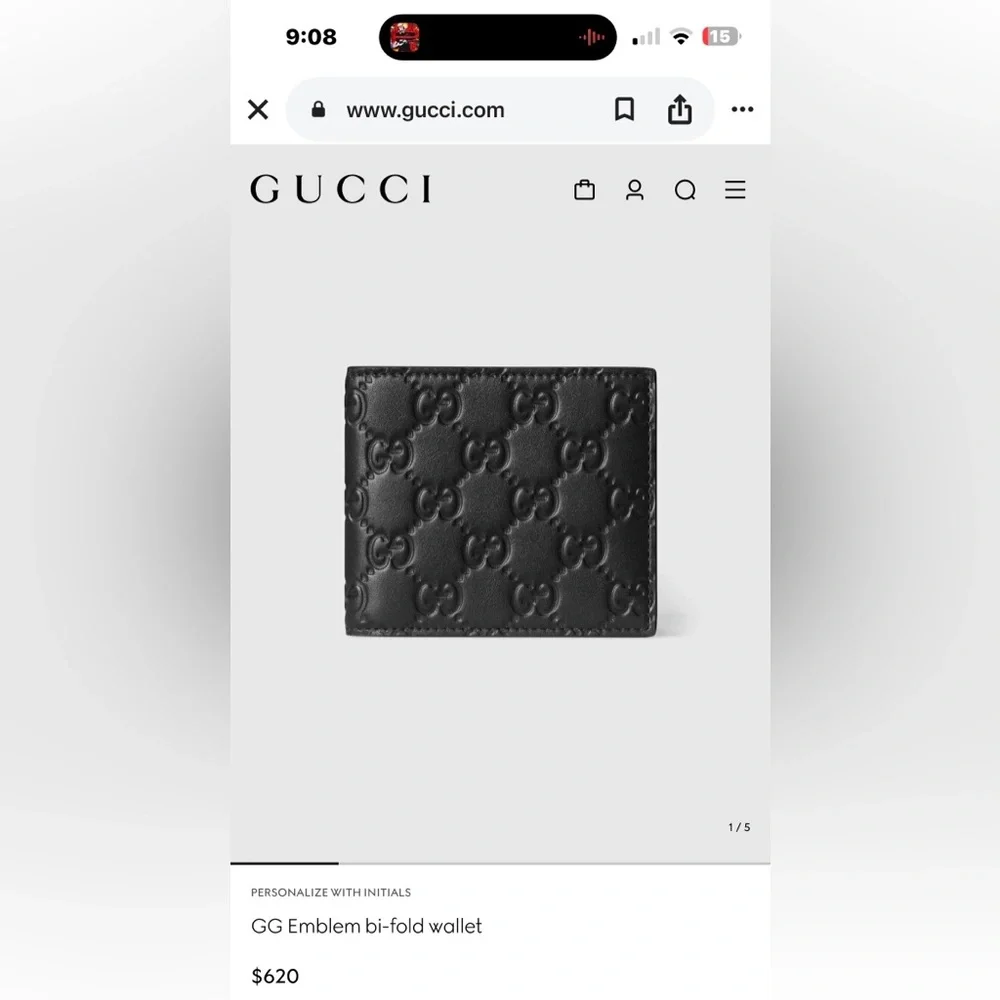 🔥Gucci (Authentic) GG Emblem bi-fold wallet - Picture 2 of 15